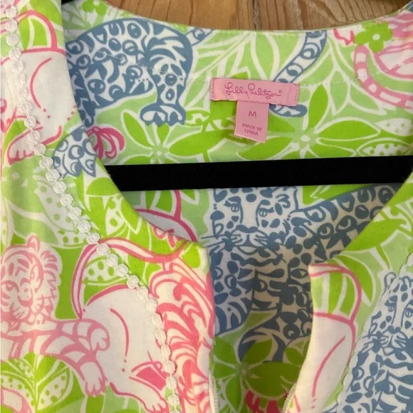 Lilly Pulitzer 100% Cotton Pink & Green Floral Maxi Dress size M - Picture 4 of 8